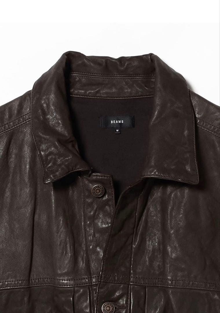 BEAMS ワイドショートフィット シープレザー ジャケット