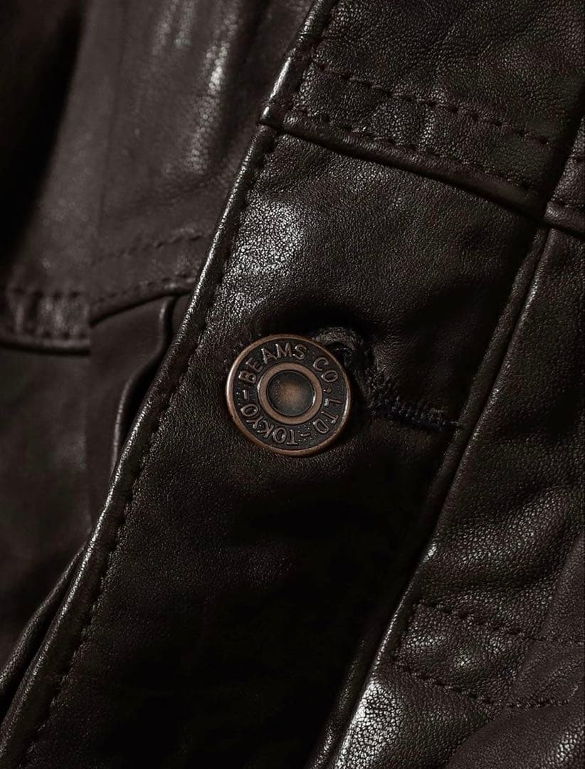 BEAMS ワイドショートフィット シープレザー ジャケット