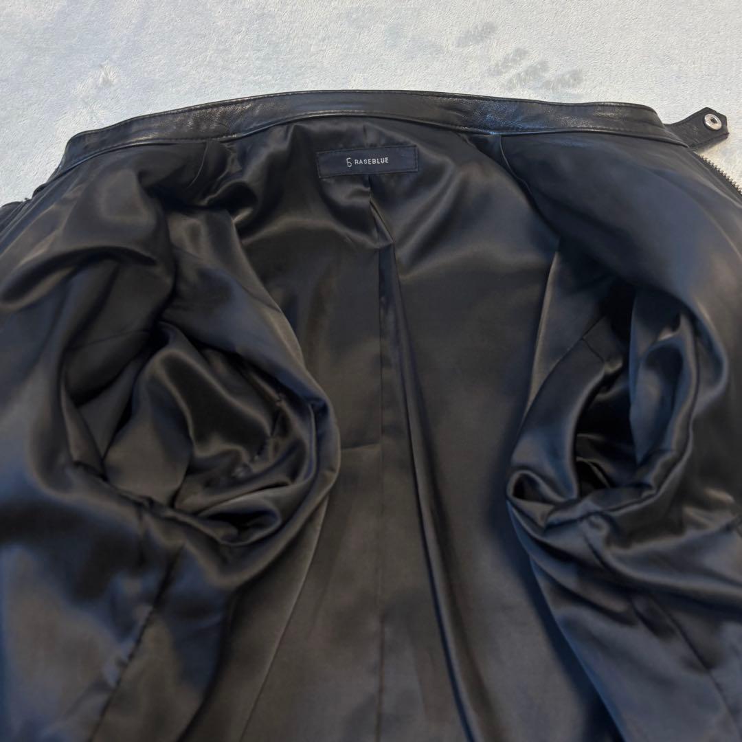 美品✨Lサイズ ラムレザー RAGEBLUE シングル ライダース 羊革 黒