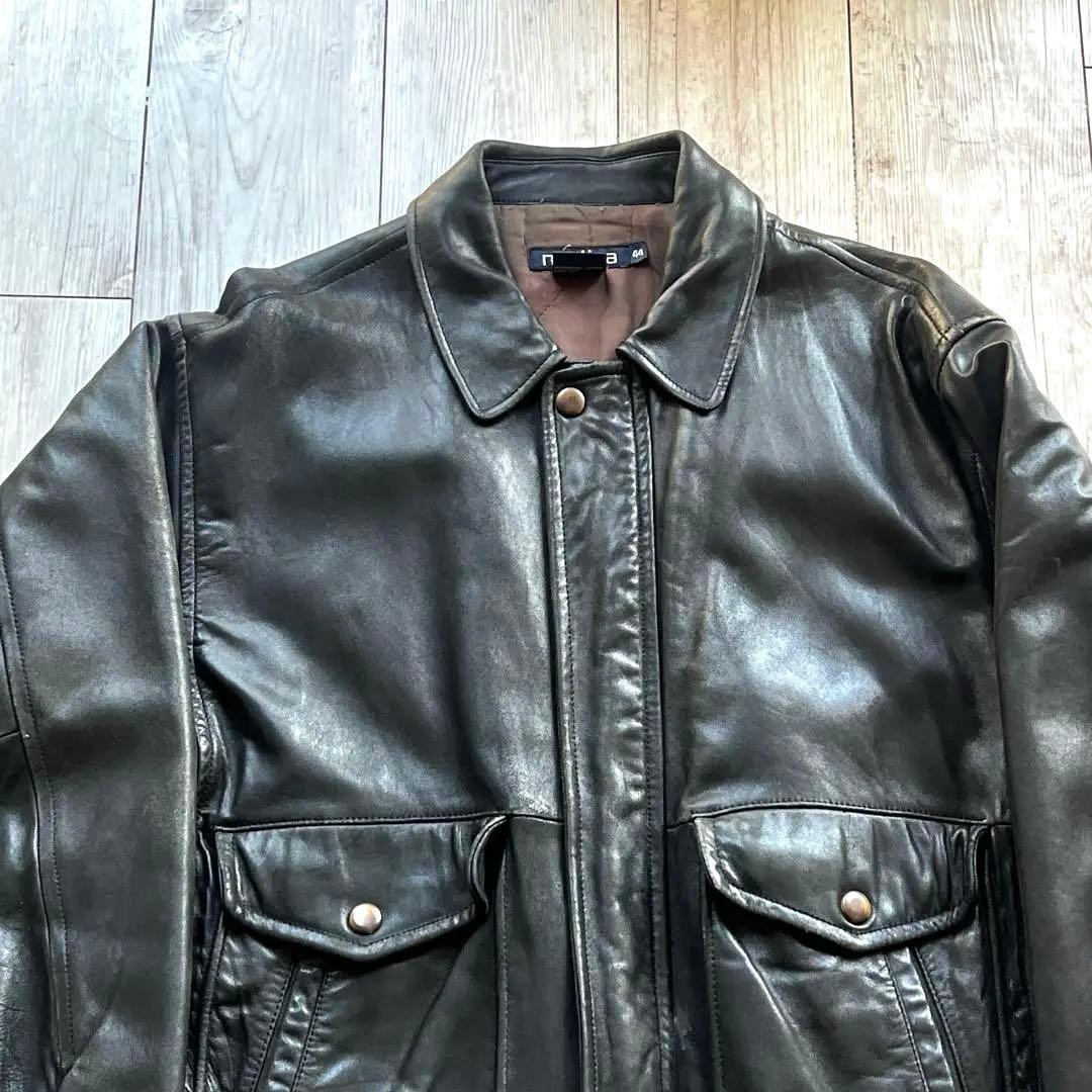 80s- NAUTICA A2 レザージャケット　XL 短丈　海外ストリート