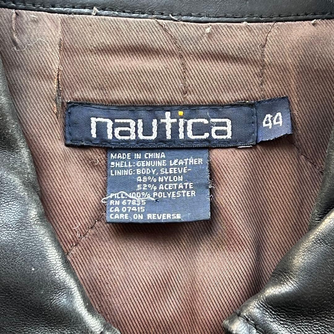 80s- NAUTICA A2 レザージャケット　XL 短丈　海外ストリート