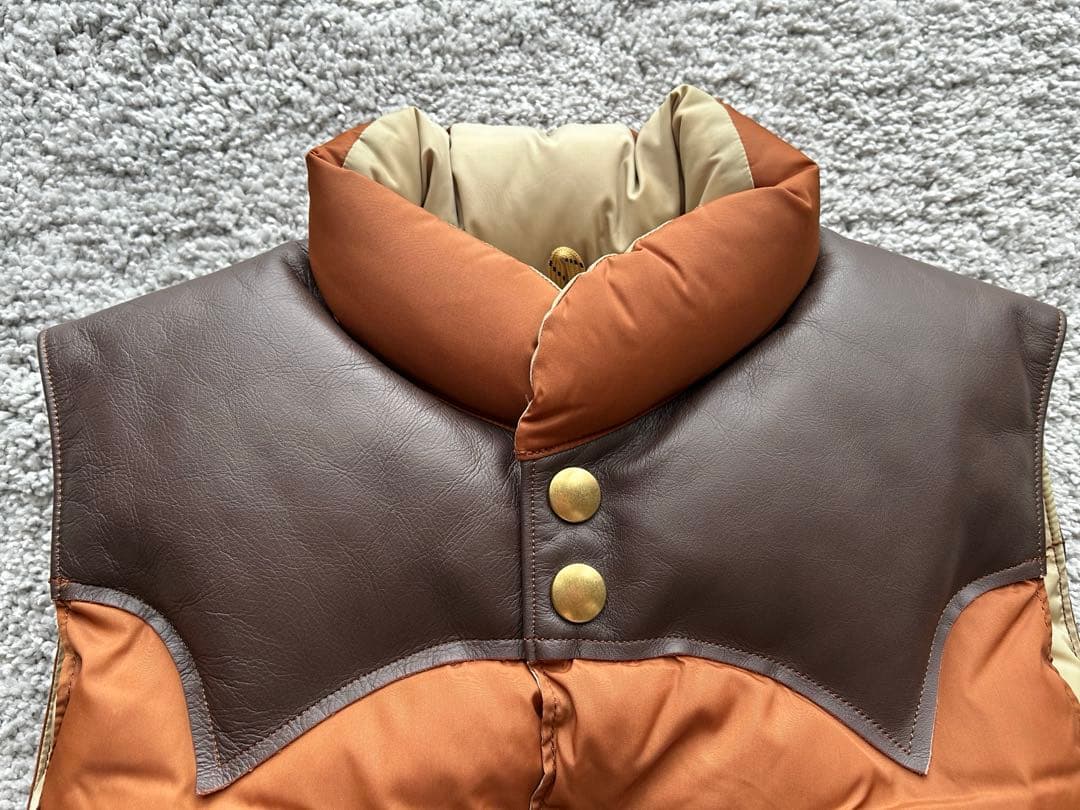 RockyMountainFeatherbedダウンベスト 36レザーヨーク美品