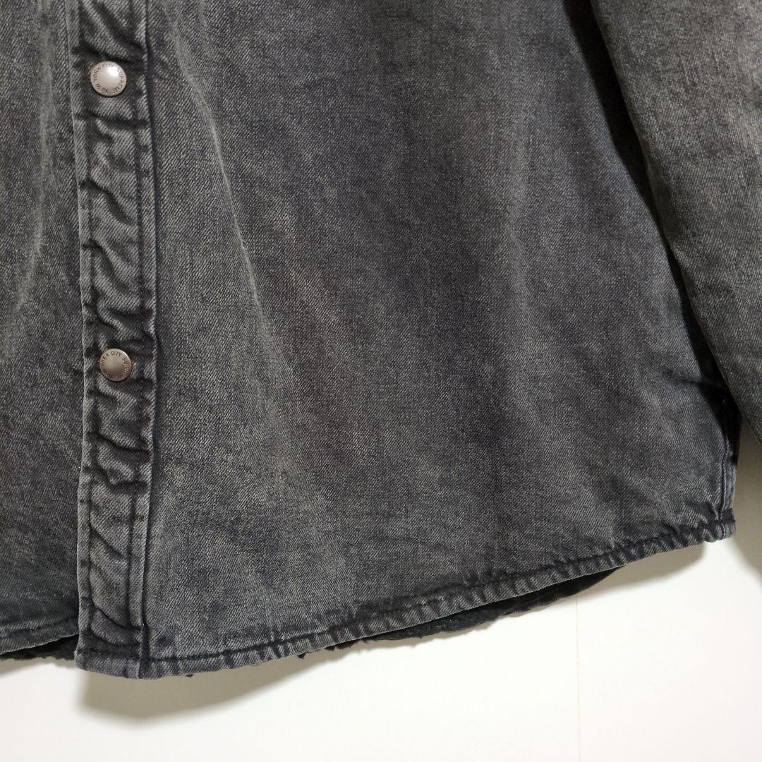 シュプリーム　デニムジャケット　黒　裏ボア　CPOシャツ　バックロゴ　L