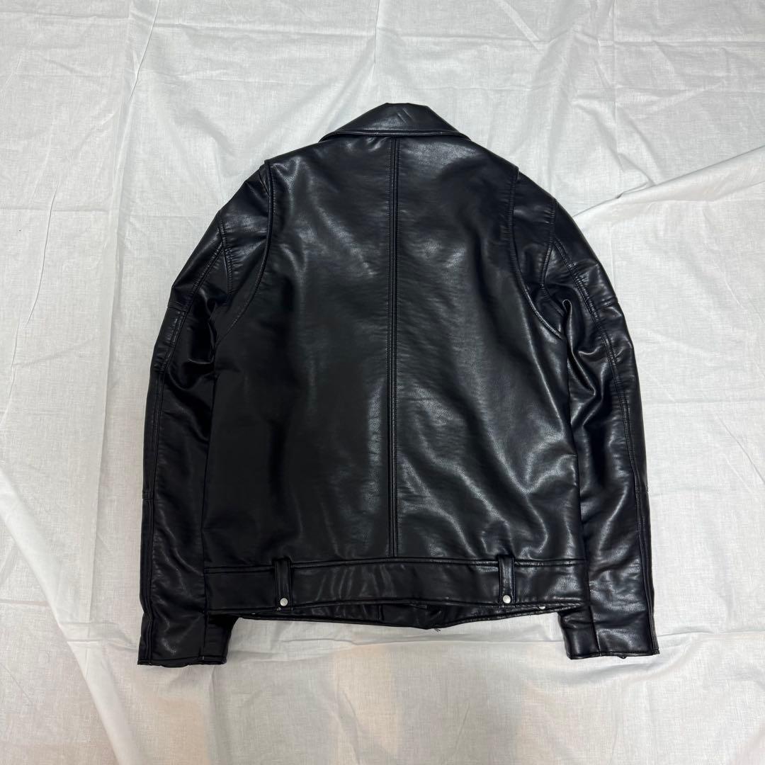 【美品】ZARA フェイクレザー ライダースジャケット ブラック L 42