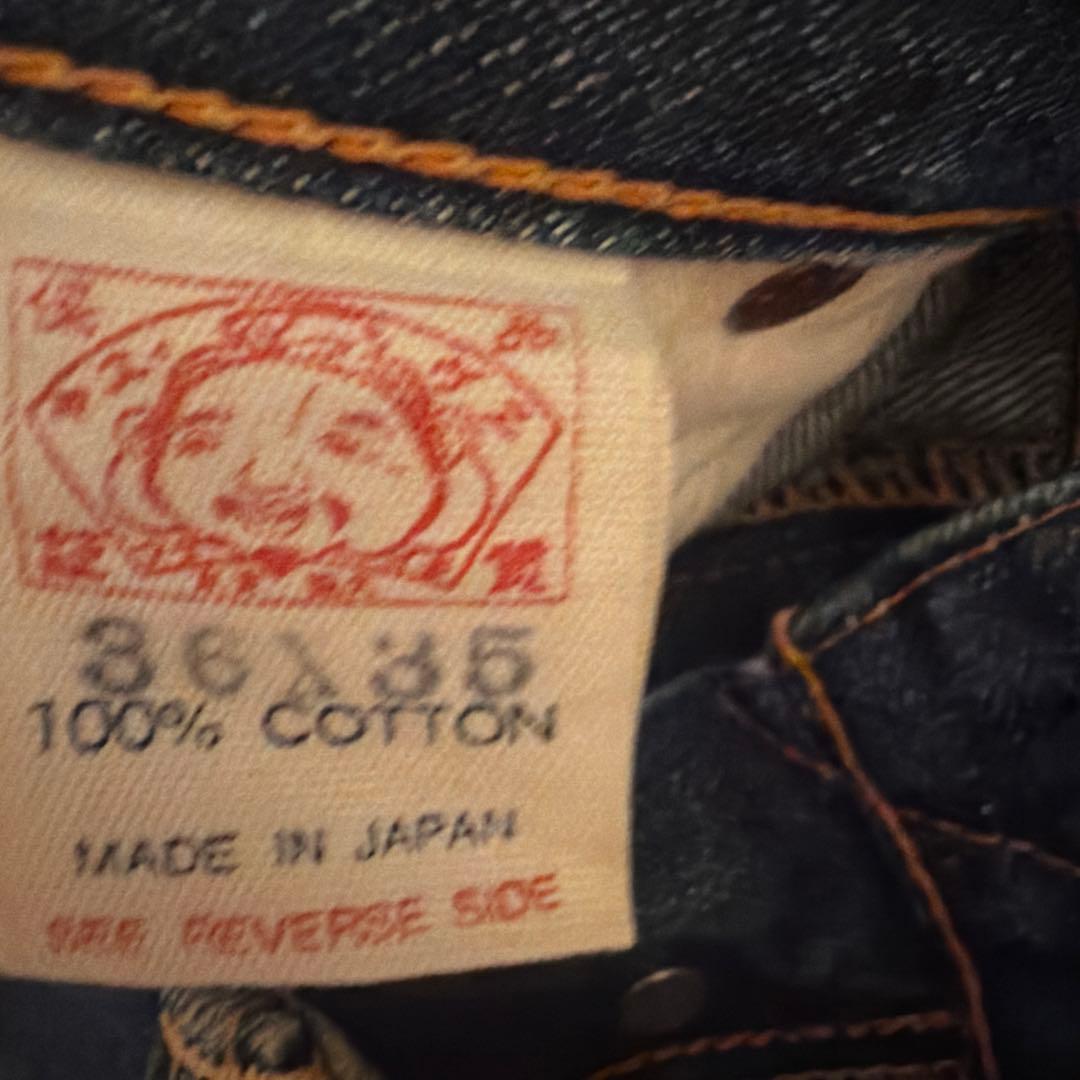 （正規品）EVISU ビックカモメ ブラックブルーデニム大黒 ホワイト 赤耳