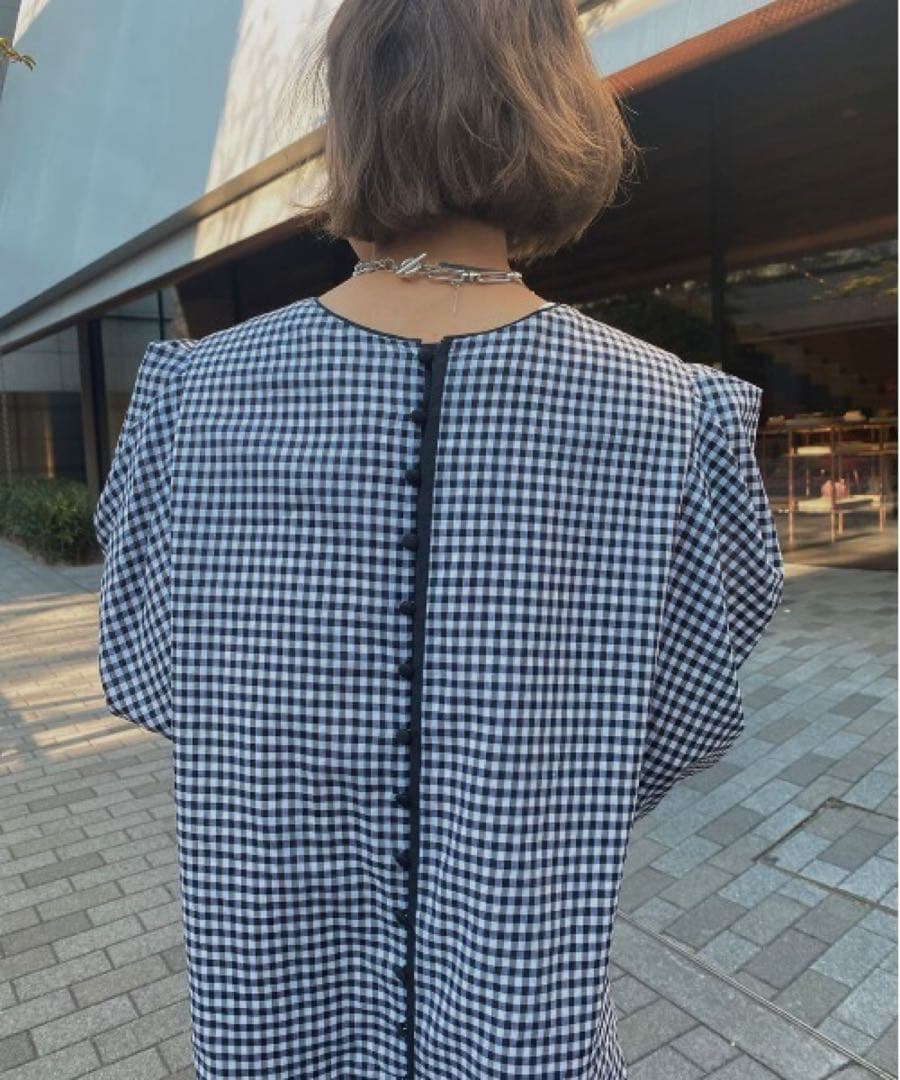 ワンピース MEDI GINGHAM CHECK 2WAY PUFF SLEEVE