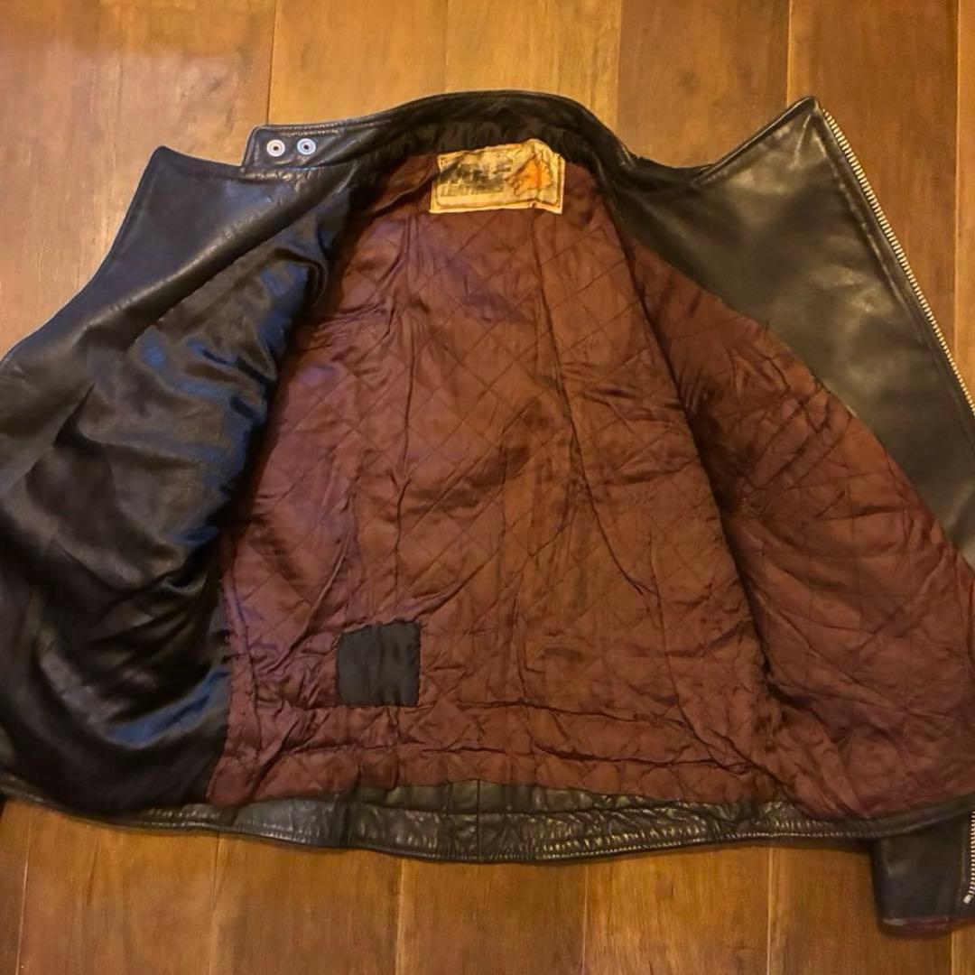 70s uk vintage WOLF LEATHERS ライダースジャケット