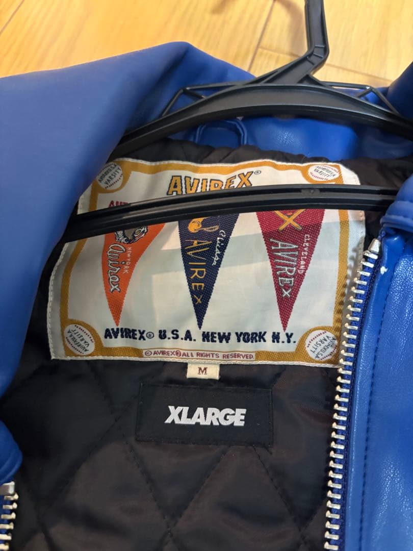 AVIREX XLARGE 青 レザージャケット