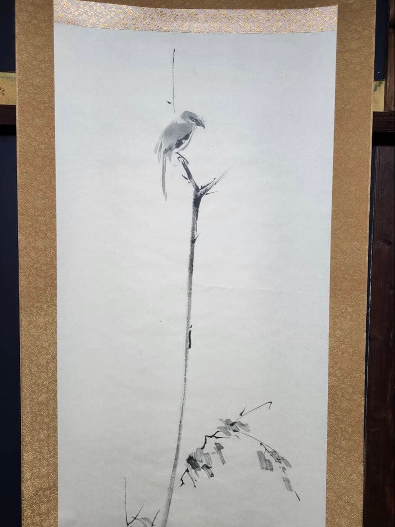墨絵　鳥　掛軸
