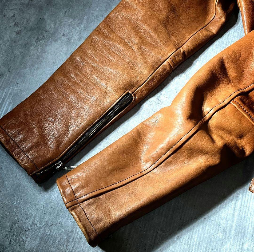 varde77 leather jacket 牛革　シングルライダース　ブラウン