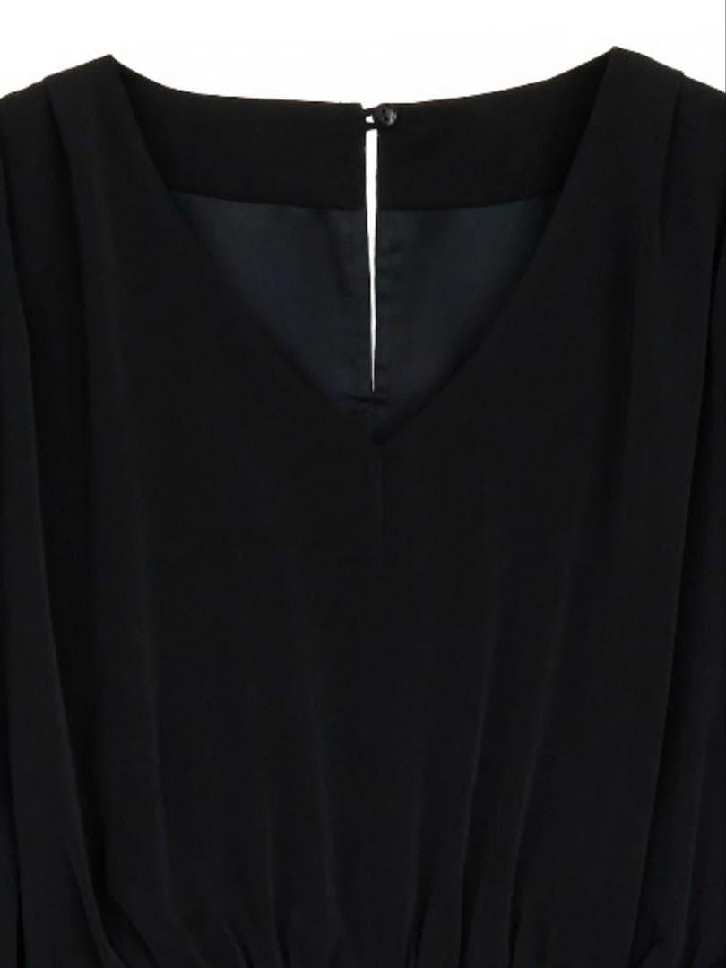 AMERI VINTAGE フレアラップディテールドレス M ブラック