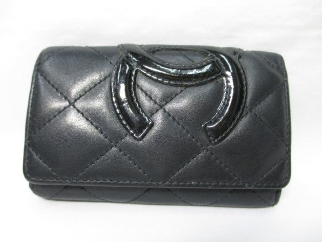 美品 CHANEL シャネル ６連キーケース カンボン ブラック 黒 キーケース