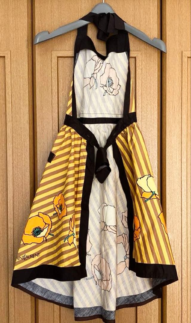 Yves Saint Laurent エプロン ヴィンテージ 花柄 タグ付 希少