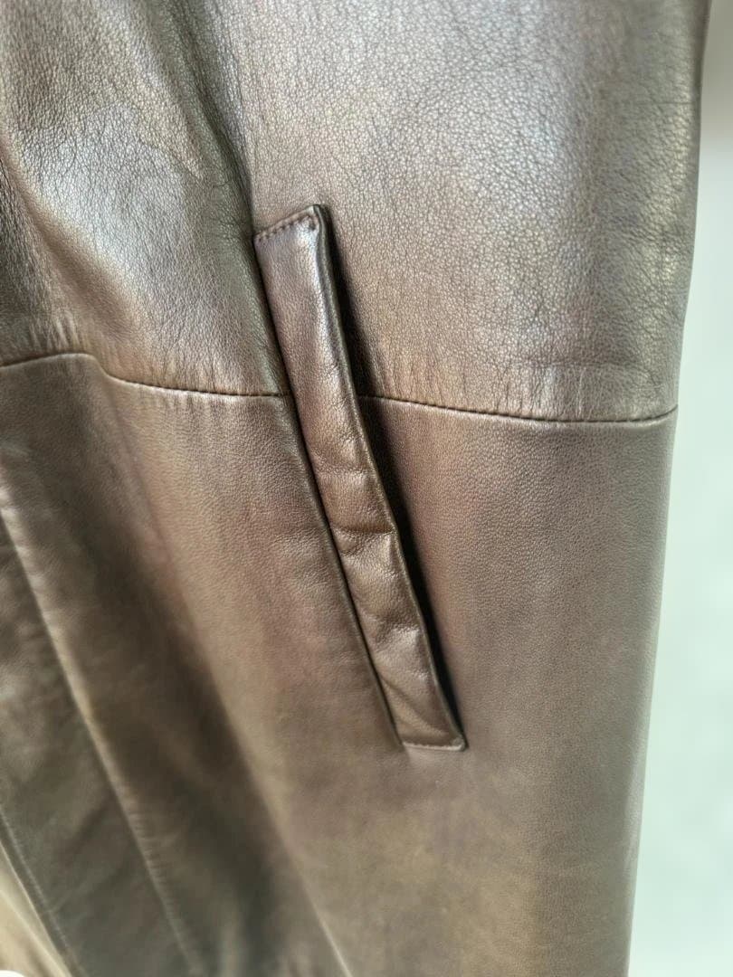 Dunhill ダンヒル ラムスキン レザーコート ブラウン L