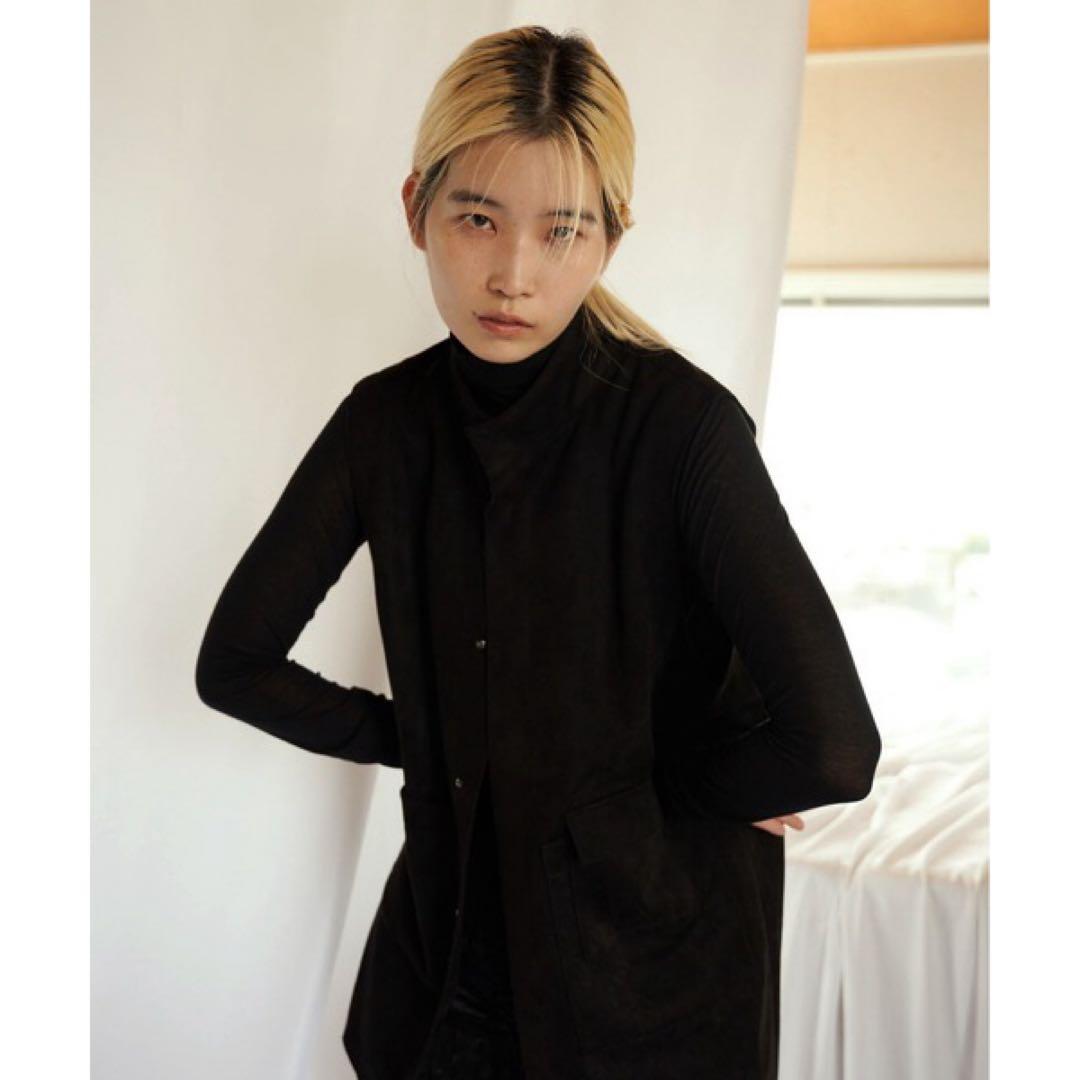 トップス ENOF suede vest black