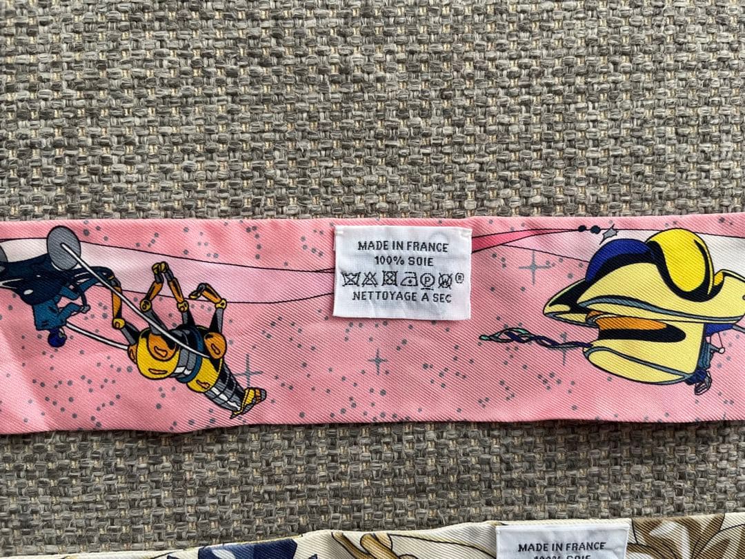 エルメス ツイリー スペースダービー ピンク シルク スカーフ 中古品
