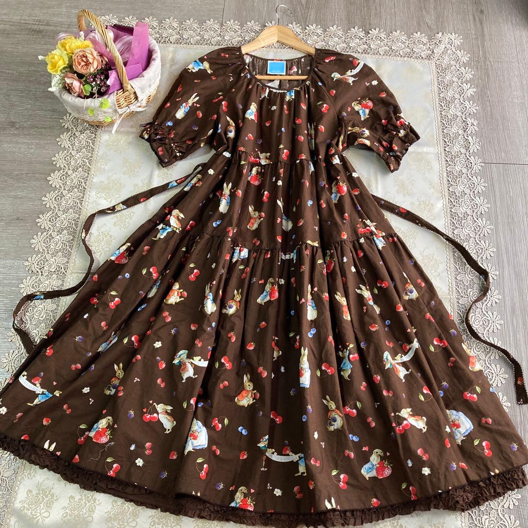 希少PINK HOUSE 美品✨　ピーターラビット　ワンピース　ブラウン