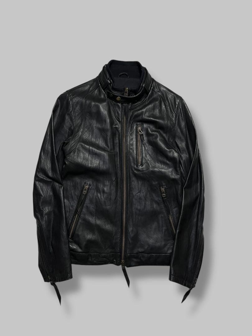 ジャケット・アウター 00s Gloster Black Leather Rider Jacket