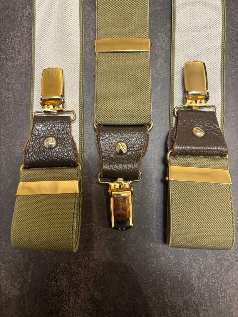 アルバートサーストン サスペンダー（オリーブグリーン無地）【美品】