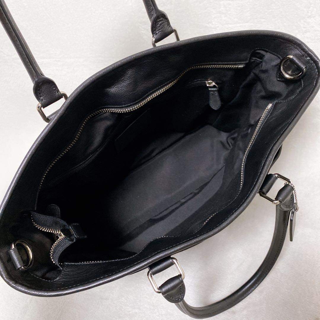 美品　COACHコーチ　メトロポリタン　トートバッグ　レザー　オールブラック　黒