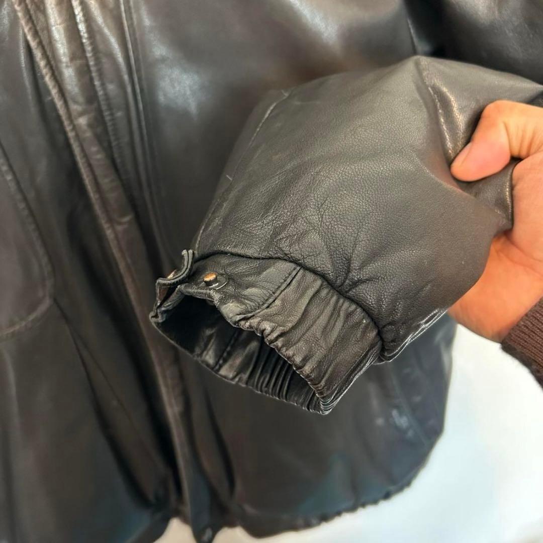 Eddie Bauer レザー ダウンジャケット ブラック 黒 エディーバウアー