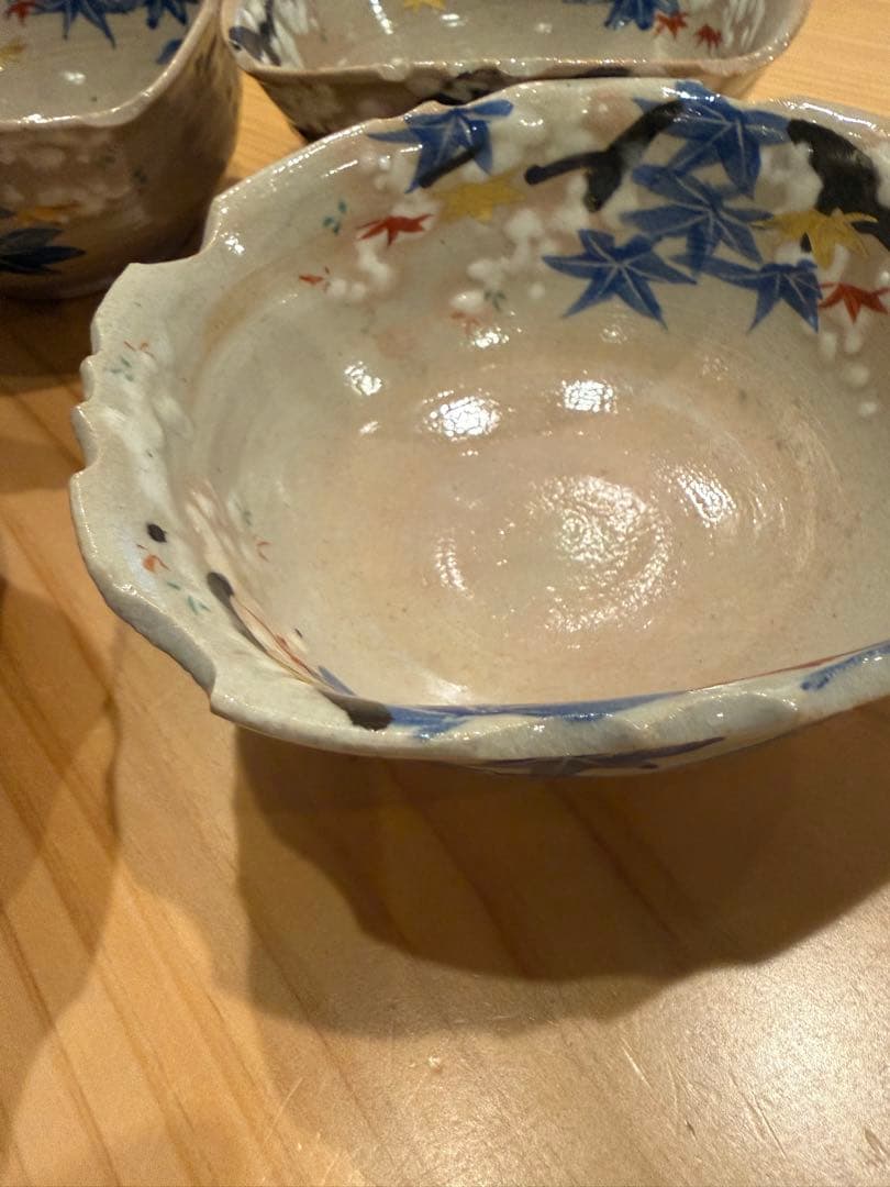 紅葉デザイン　桜デザイン　 陶器ボウル　7個セット　雲錦