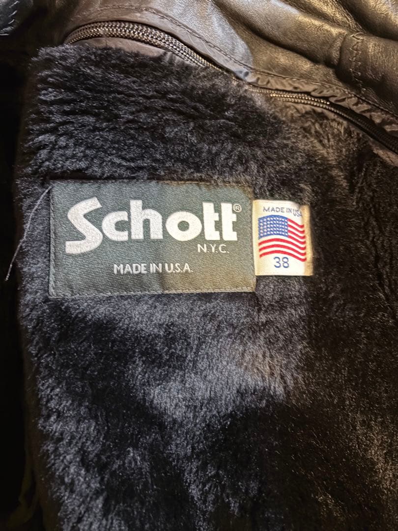 【美品】Schott ショット 641 シングルライダース　黒　ボアライナー付