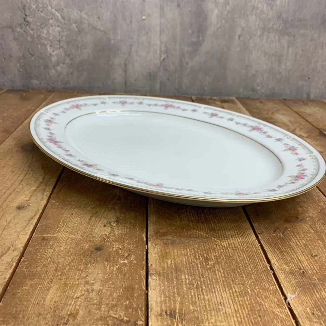 D-4 ②【美品】Noritake ノリタケ オーバルプラター 大皿 花柄 金彩