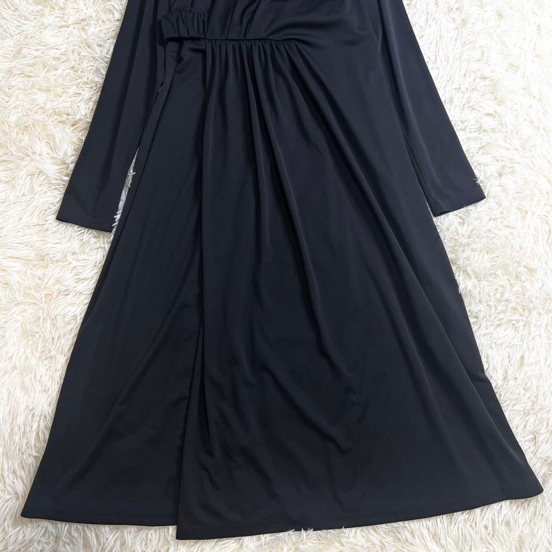 美品✨セルフォード スムースドレープカットワンピース カシュクール 黒 36