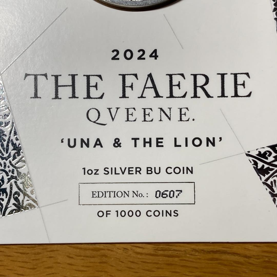 1000枚限定 ウナとライオン 2024 セントヘレナ 妖精の女王 1oz 銀貨