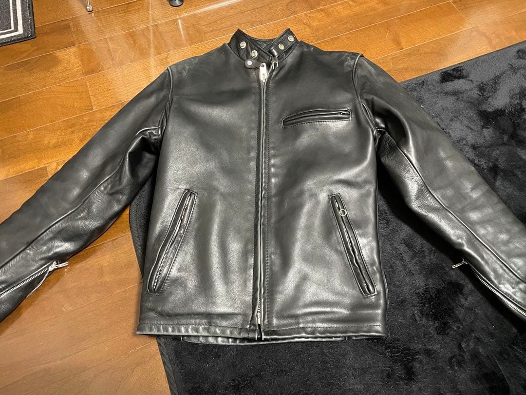 Schott 641 ブラックレザーライダースジャケット 34サイズ USA製