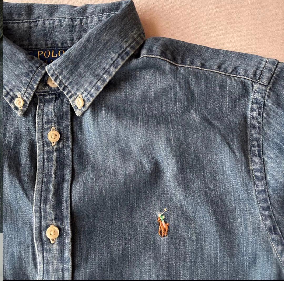 B338新品レディース可能RalphLaurenダンガリーシャツUSボーイズXL