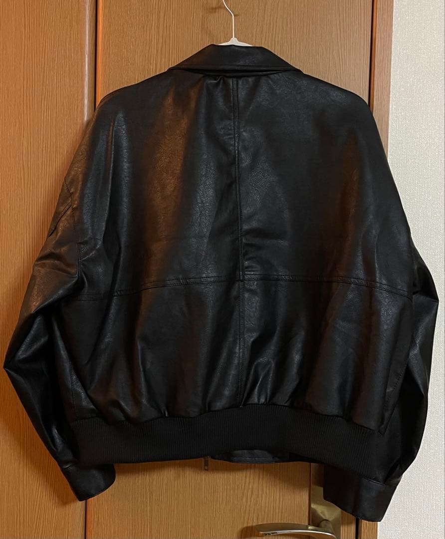 【完売商品】 短丈 美品 CLEL ヴィンテージ合皮ブルゾン ブラック XS