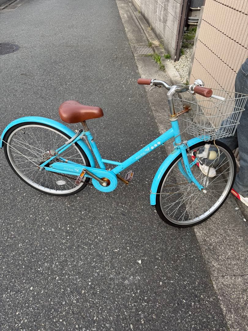 キッズ用自転車 水色 ブラウンのサドル24インチ 引き取りのみ(最終値下げ)
