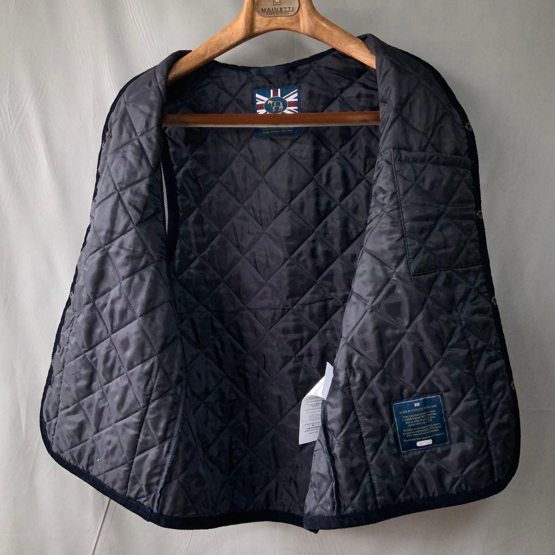 LAVENHAM ラベンハム キルティングベスト 40 英国製ネイビー Vネック