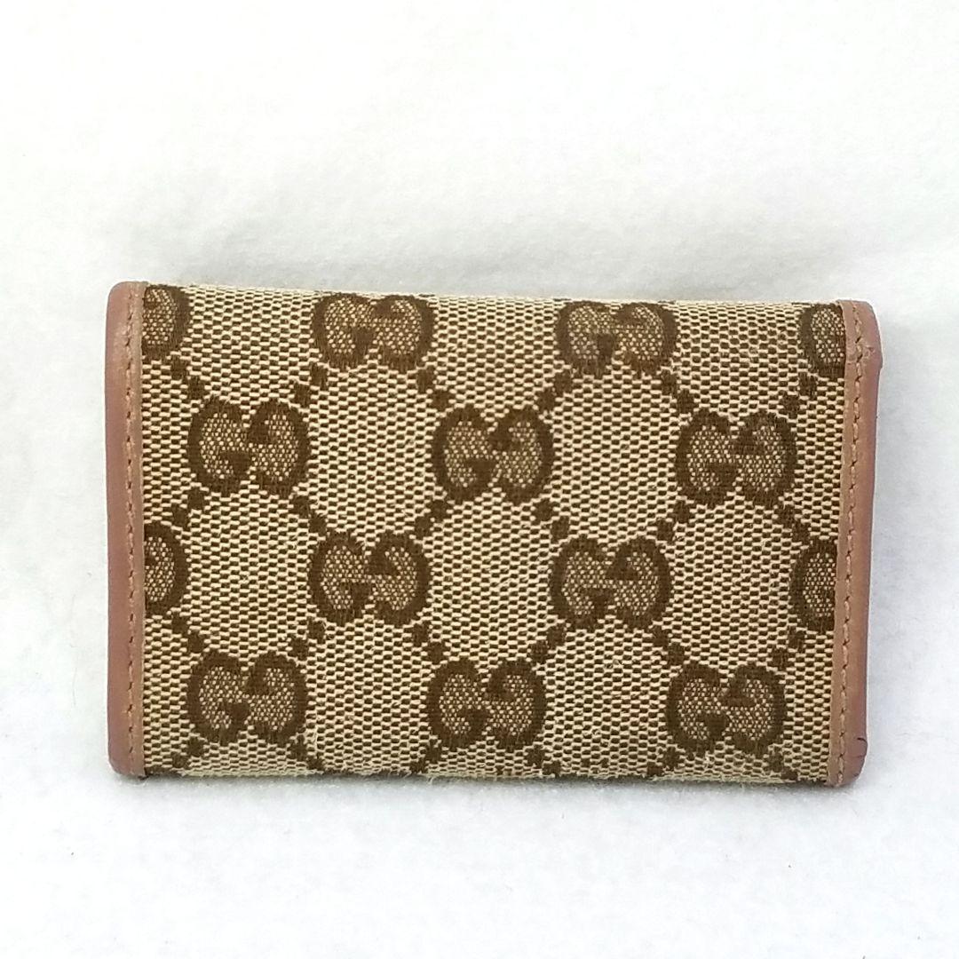 GUCCI 6連 キーケース GGキャンバス リボン レザー スモーキーピンク