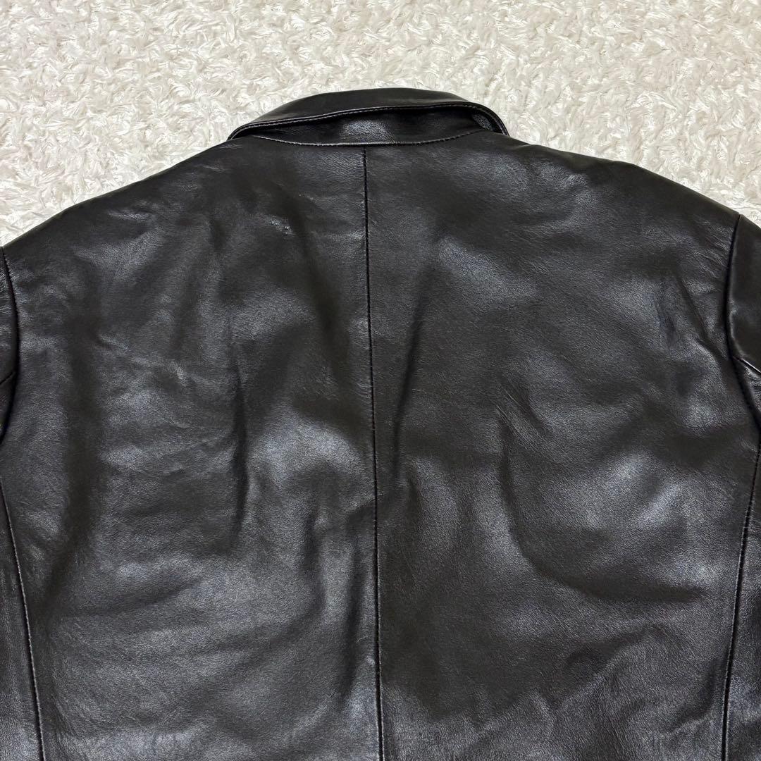 極美品　Safari レザーテーラードジャケット　ラム革　シープスキン　黒　L