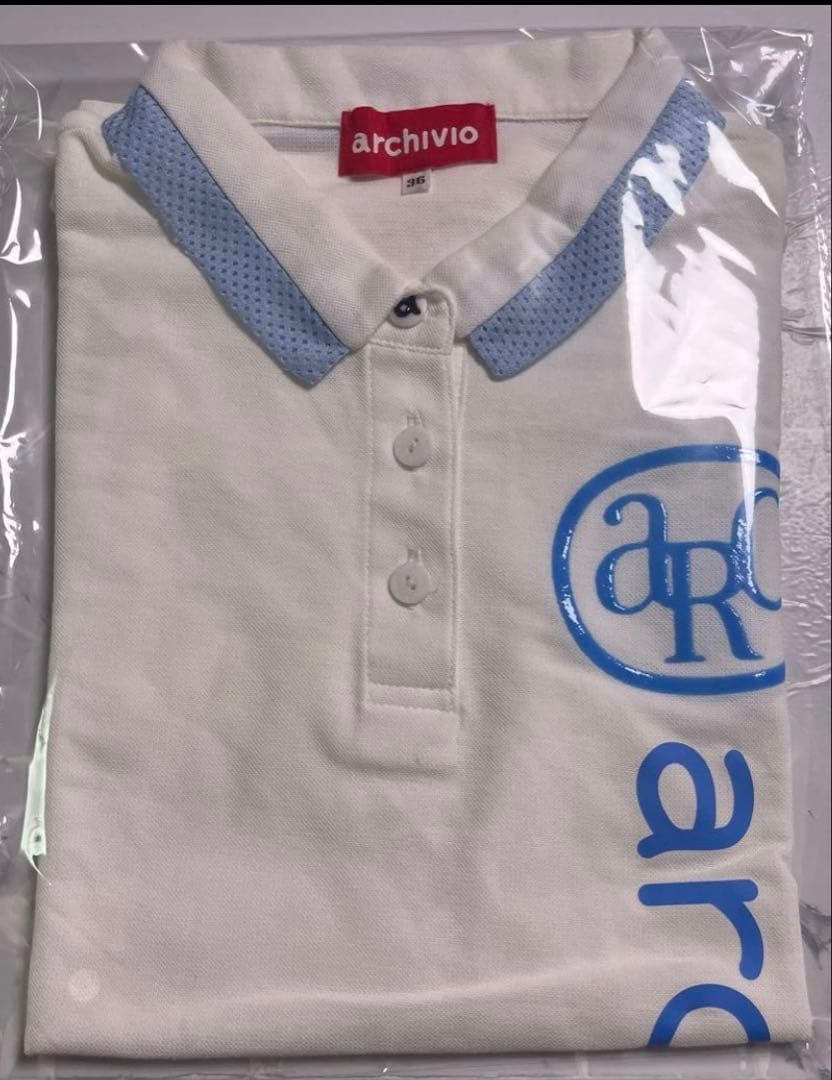 36 白ARCHIVIO ロゴプリント　UV 半袖　ポロシャツ未使用品