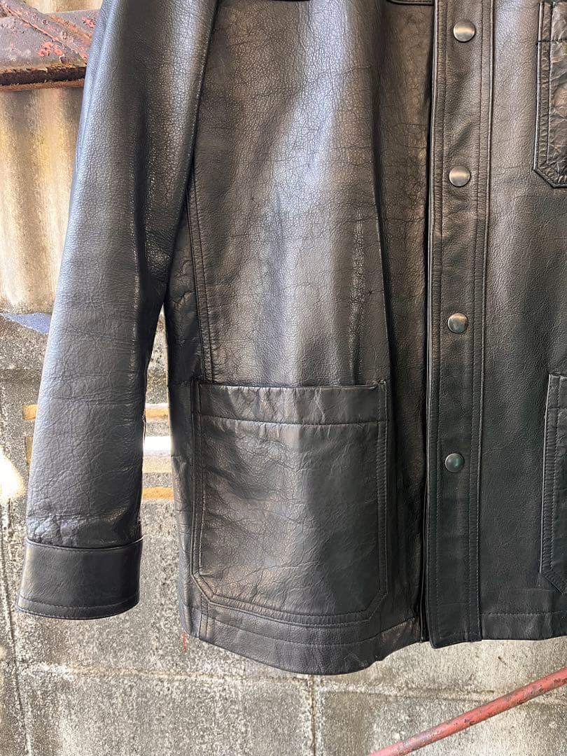 SHIPSシップス　バッファローレザーカーコートMブラック