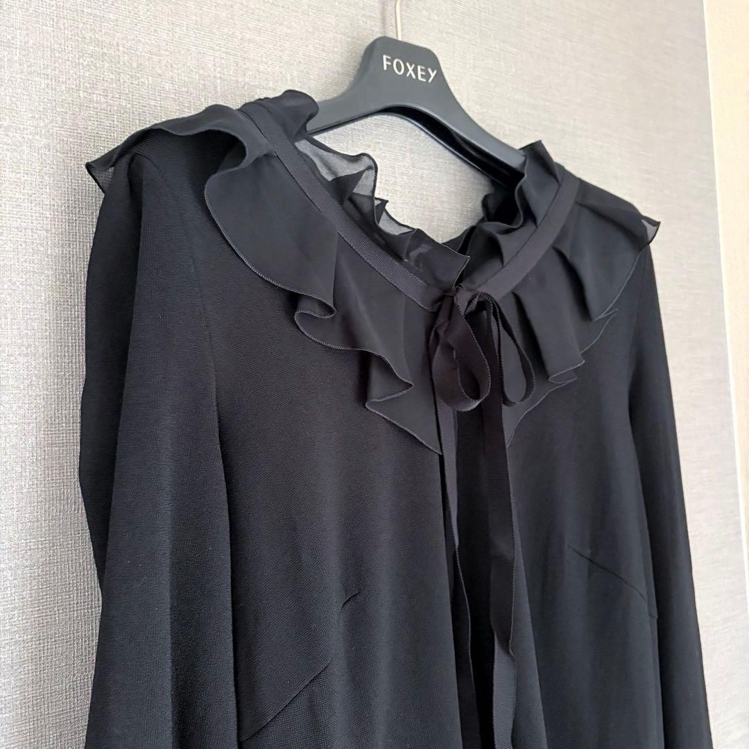 未使用級✨トゥービーシック【L】フリルリボン黒ドッキングワンピース ラージ 44