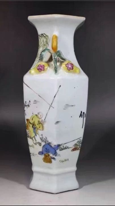 花瓶 同治年製 粉彩 古美術 唐物 唐詩 清代