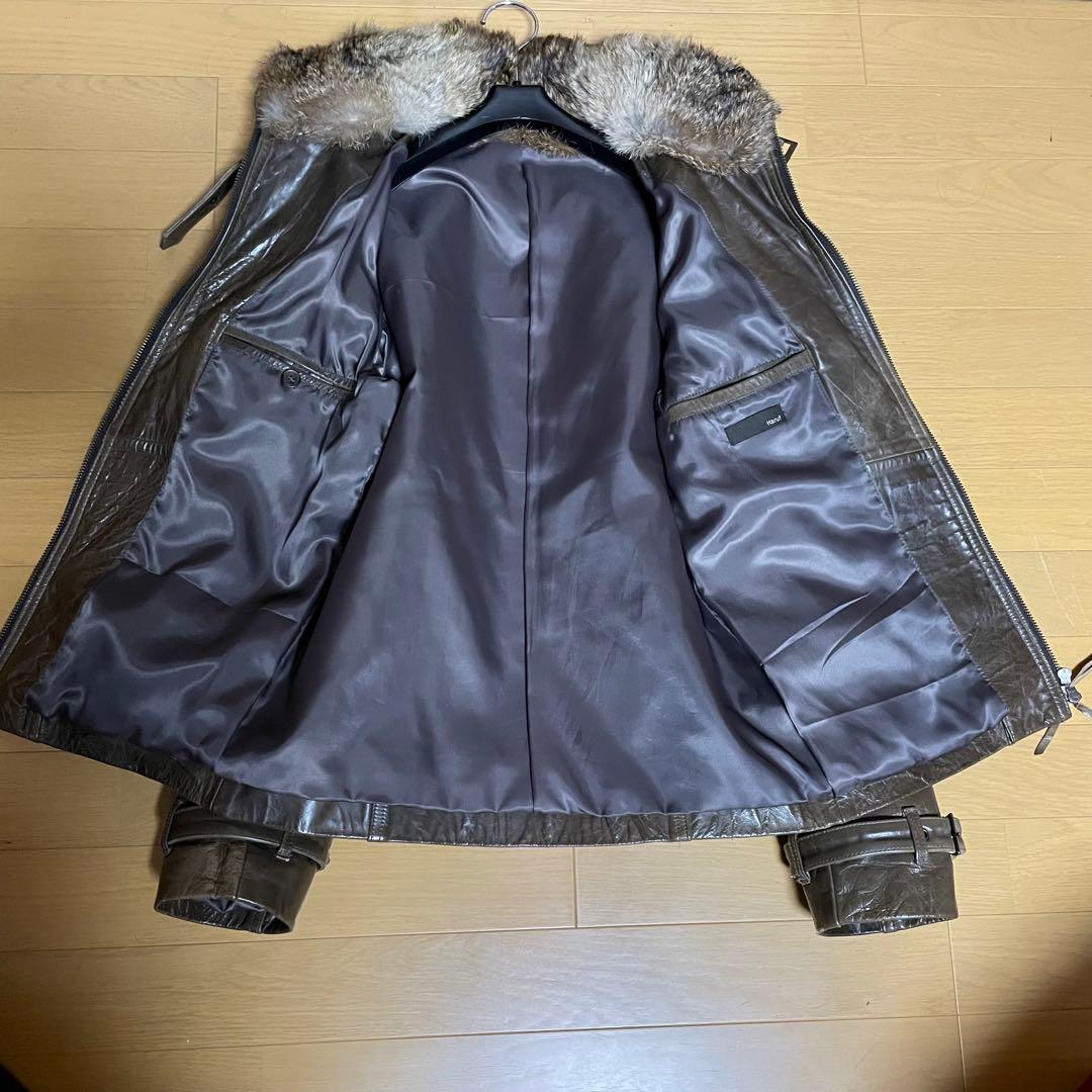 高級感 ホースハイド 本革 ジャケット ミリタリー リアルファー