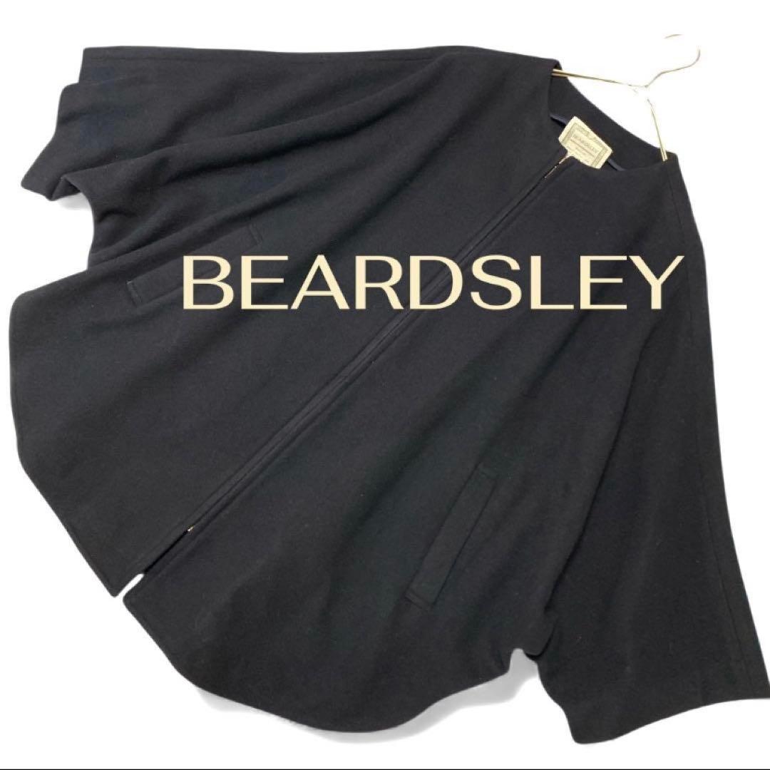 美品BEARDSLEY ウール100% ポンチョコート ドルマンスリーブ黒 F