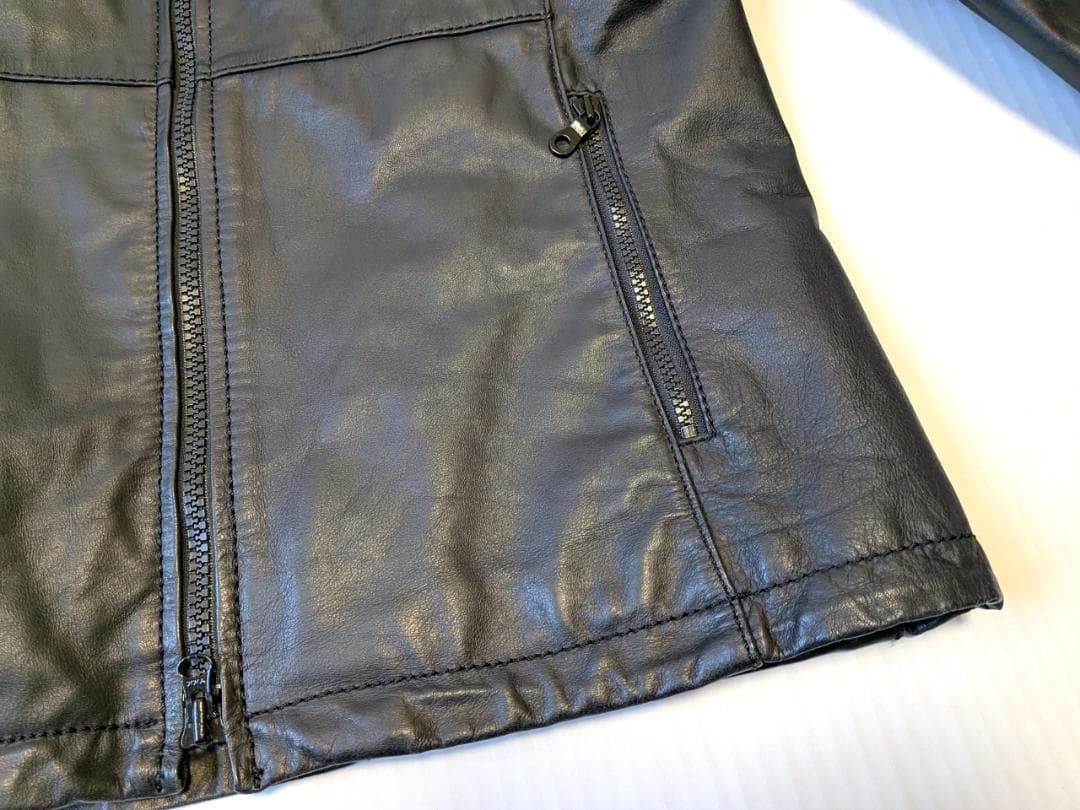 P.D.W. AVIREX アヴィレックス フード付きレザーライダース 牛革 L