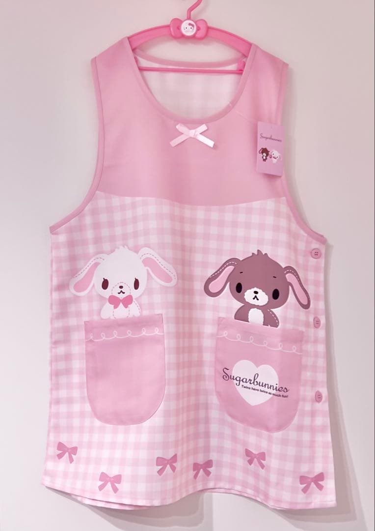 ♡新品♡シュガーバニーズ エプロン 3点 しろうさ くろうさ サンリオ 平成