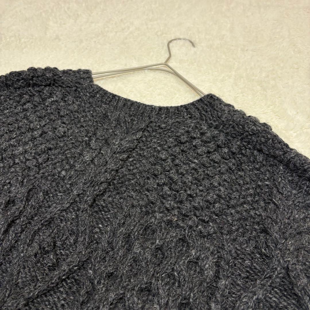 KHWOPA HAND KNIT ケーブルハンドニット ベスト ウール100%