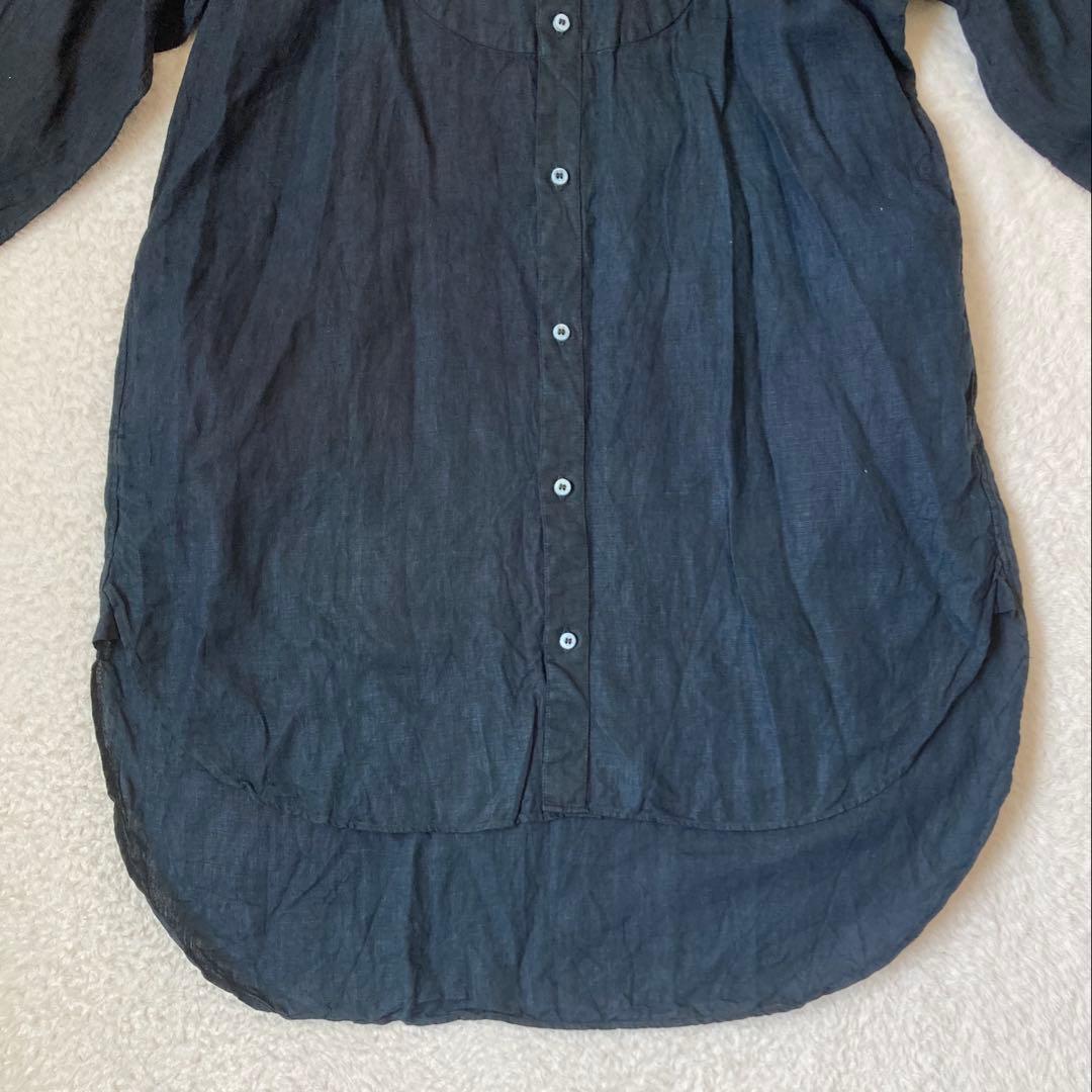 新品　宝島染工　Bigシャツ　リネンシャツワンピース　麻　日本製　ブラック　黒