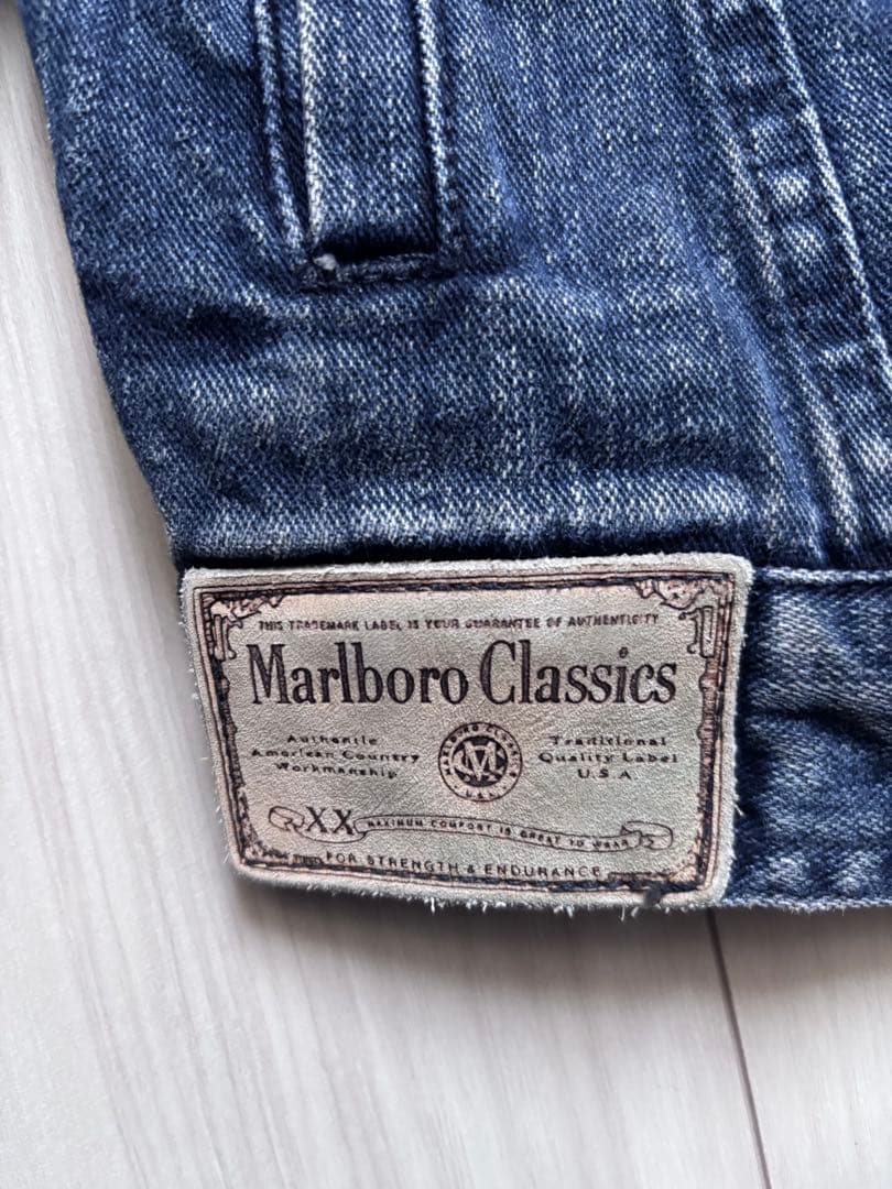90s Marlboroマルボロデニムジャケット トラッカー　ダークブルー
