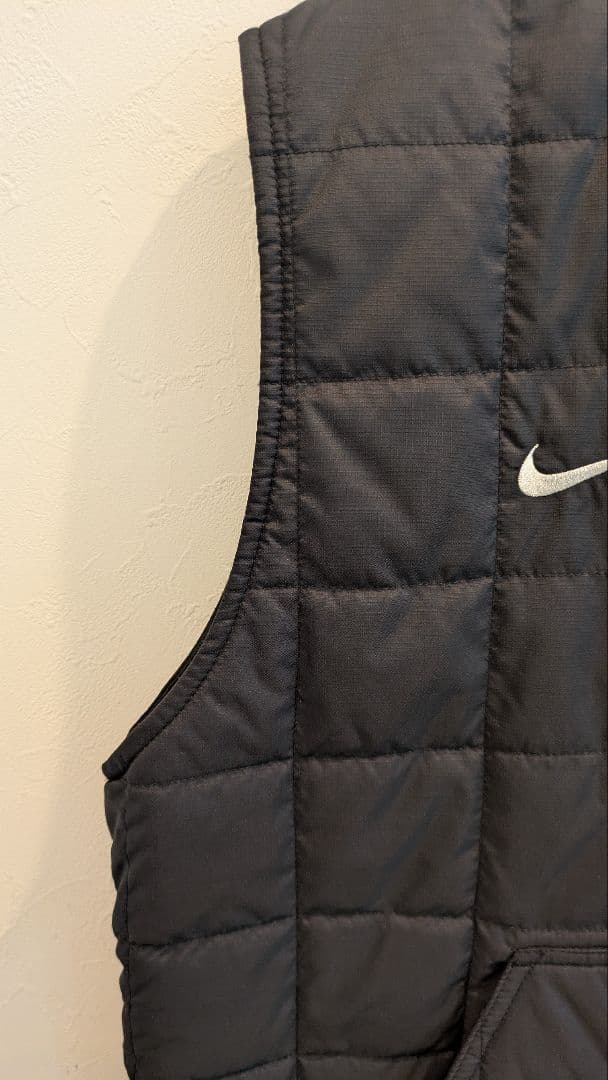 【希少/00s】NIKE ナイキ Vネック キルティング ベスト ブラック M