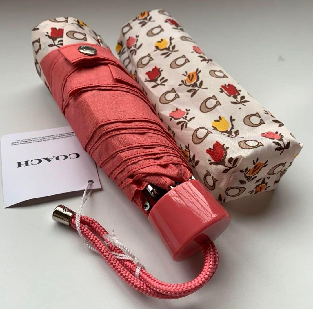 COACH 折りたたみ傘 花柄 ピンク 新品未使用品